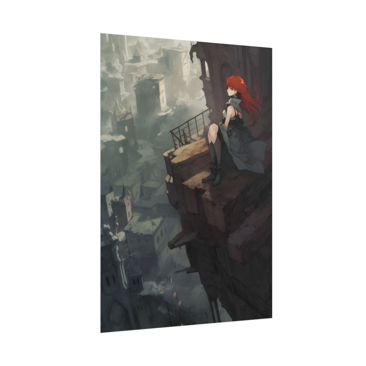 Red-Haired Female: Dramatic Bird's Eye View Artwork - Poster