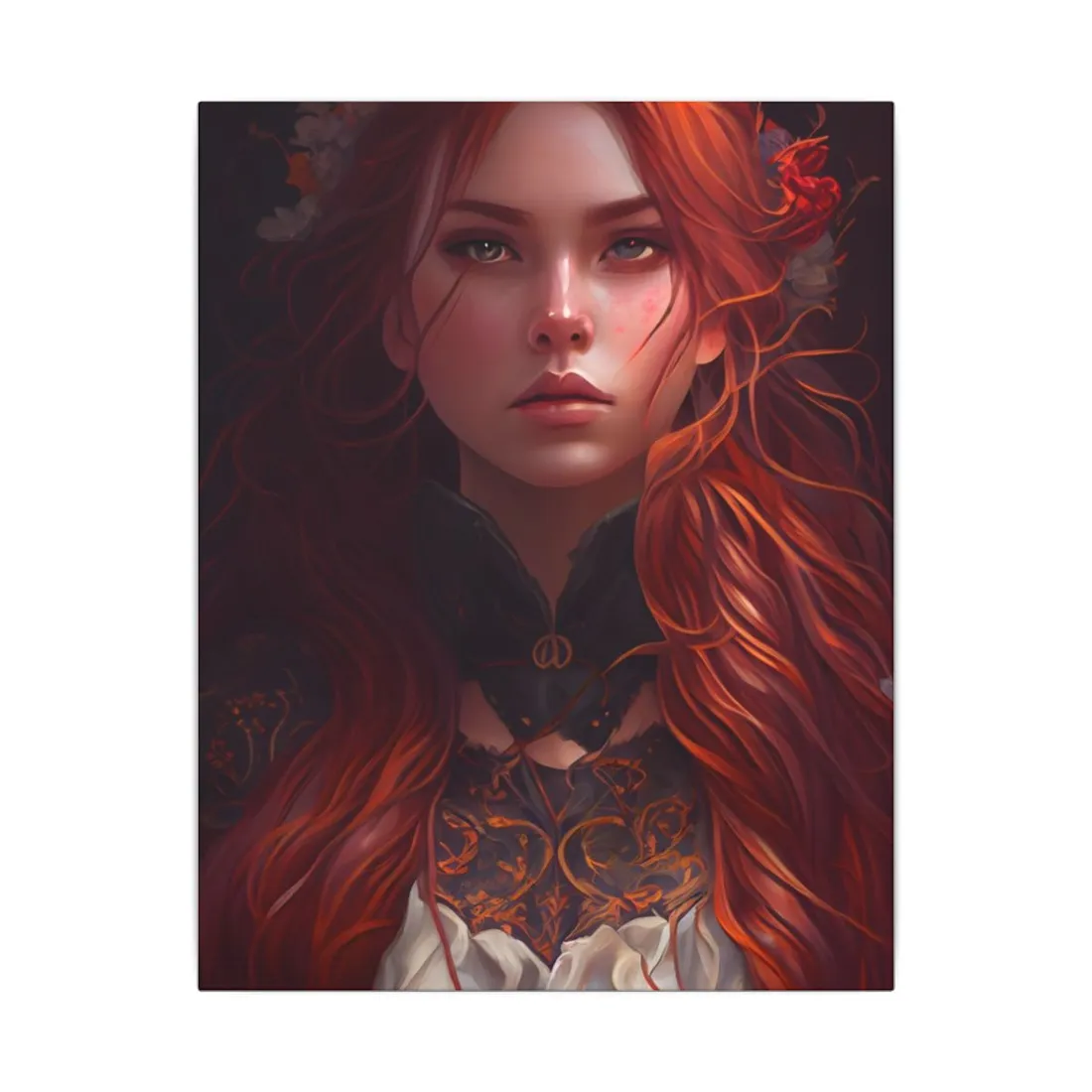 Redhead Female Portrait in a Dress - Canvas