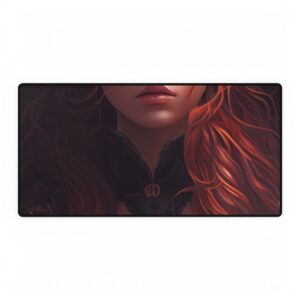 Redhead Woman with Flowers Desk Mat
