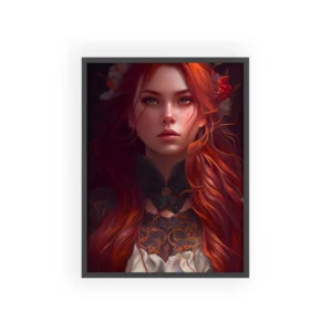 Redhead Woman with Flowers Framed Poster