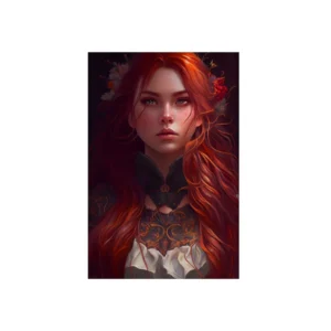 Redhead Woman with Flowers Metal Poster