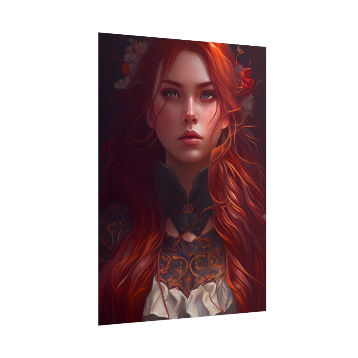 Redhead Female Portrait in a Dress - Poster