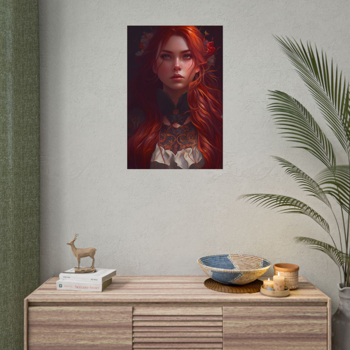 Redhead Female Portrait in a Dress - Poster