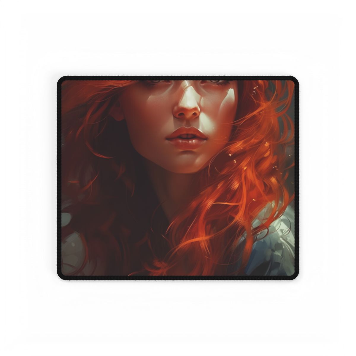 Redhead Female Portrait: Realistic Digital Artwork - Desk Mat