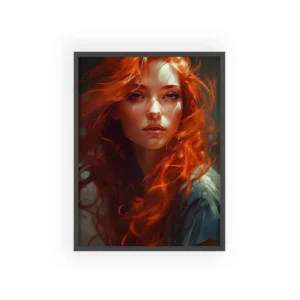 Ginger Hair Woman Portrait Framed Poster