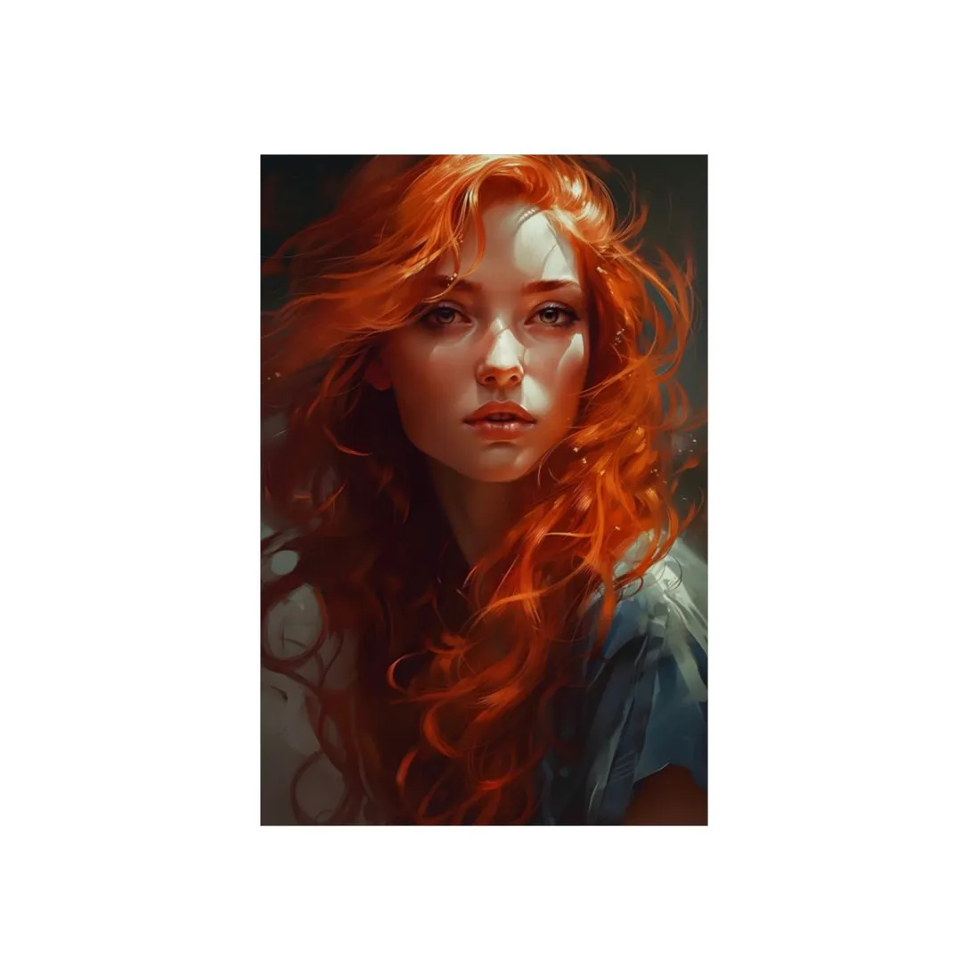 Redhead Female Portrait: Realistic - Metal Poster