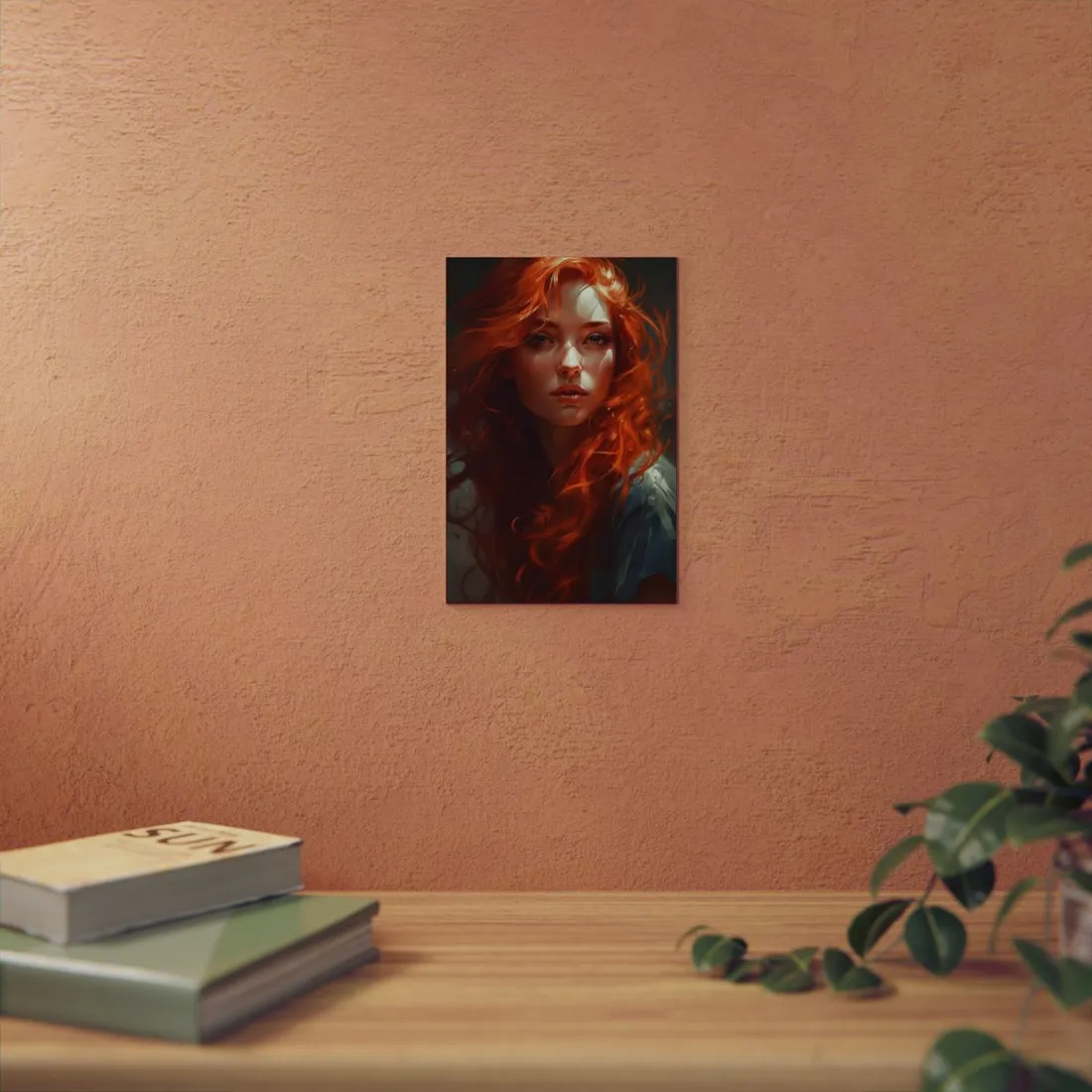 Redhead Female Portrait: Realistic - Metal Poster