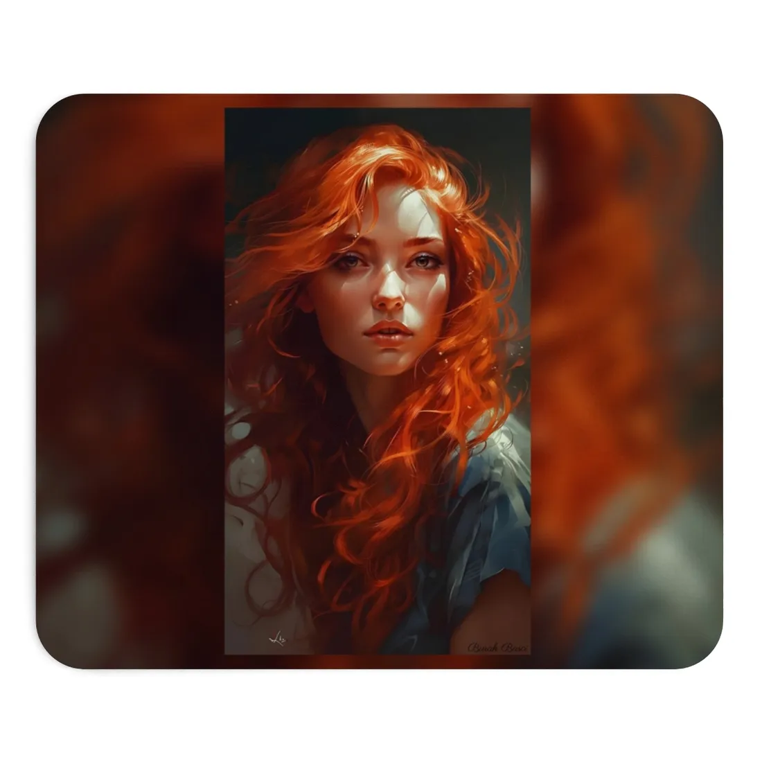 Redhead Female Portrait: Realistic - Mouse Pad