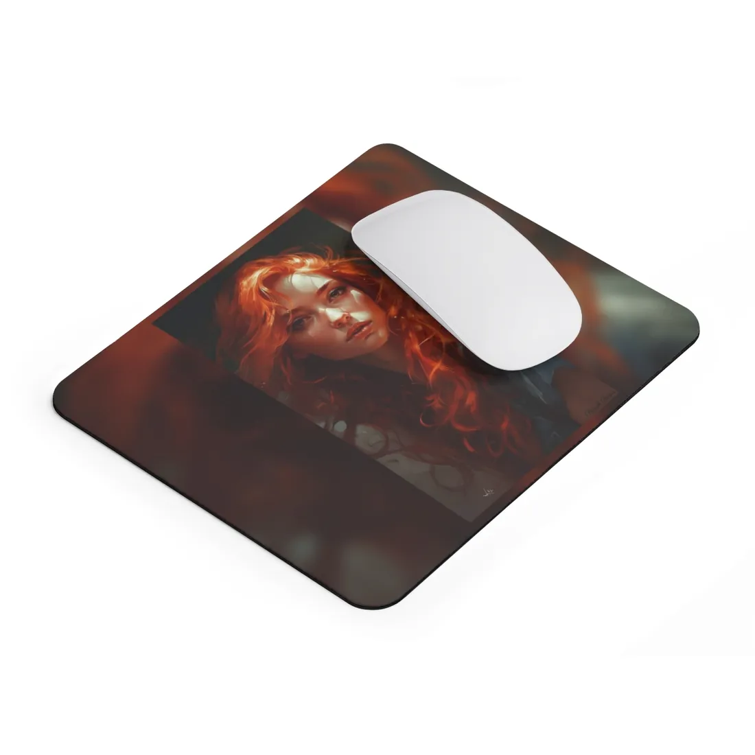 Redhead Female Portrait: Realistic - Mouse Pad