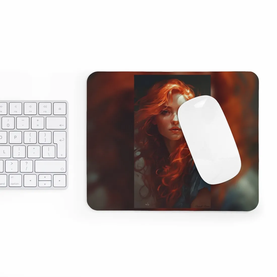Redhead Female Portrait: Realistic - Mouse Pad