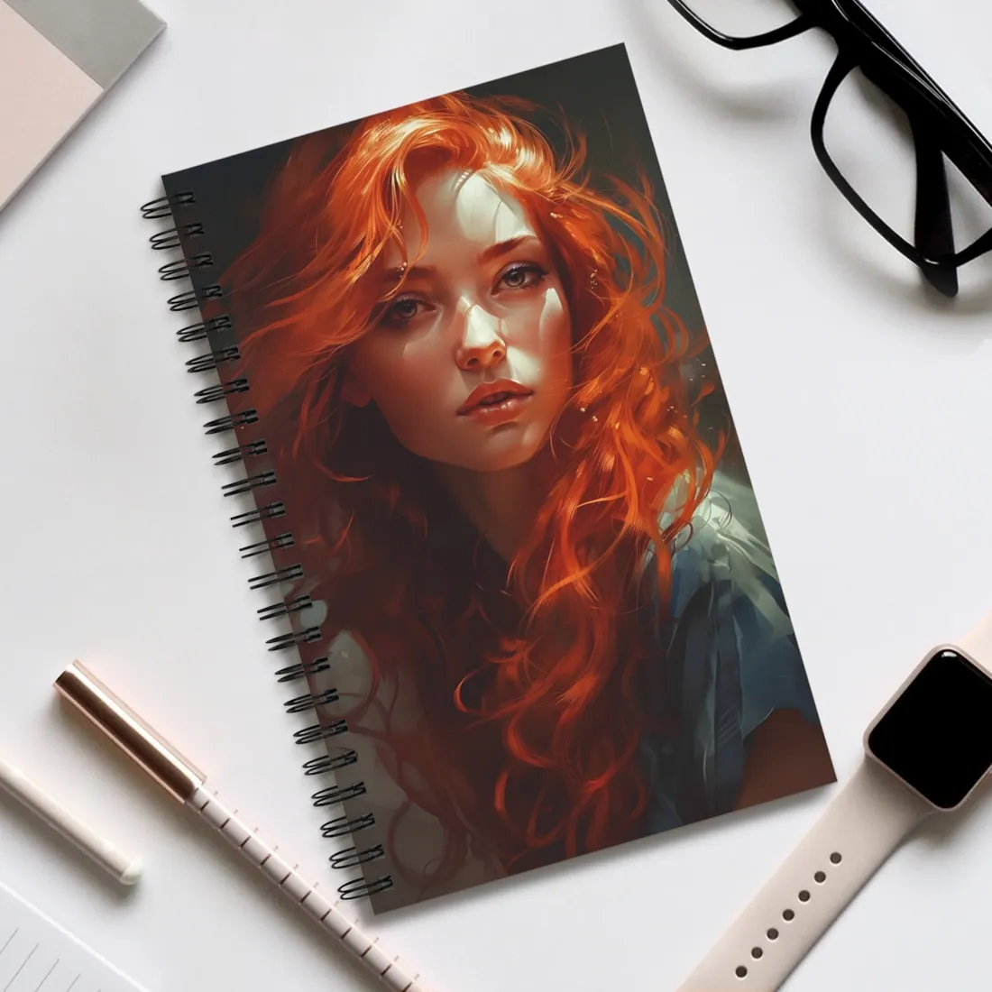 Redhead Female Portrait: Realistic - Spiral Notebook