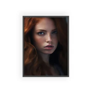 Freckled Redhead Portrait Framed Poster