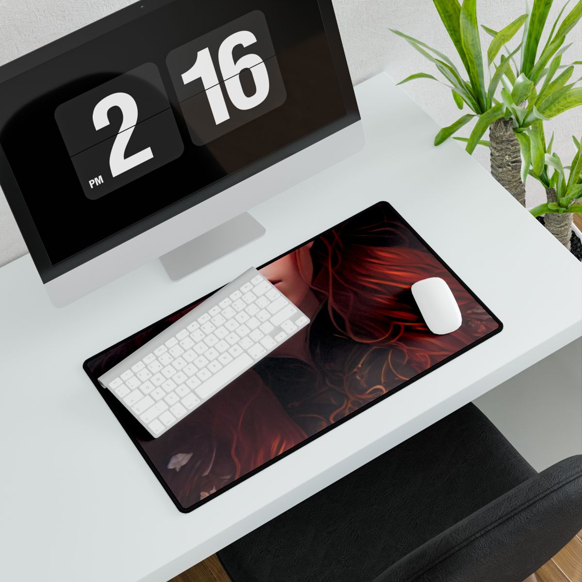 Redhead Portrait in Elegant Dress: Artwork - Desk Mat