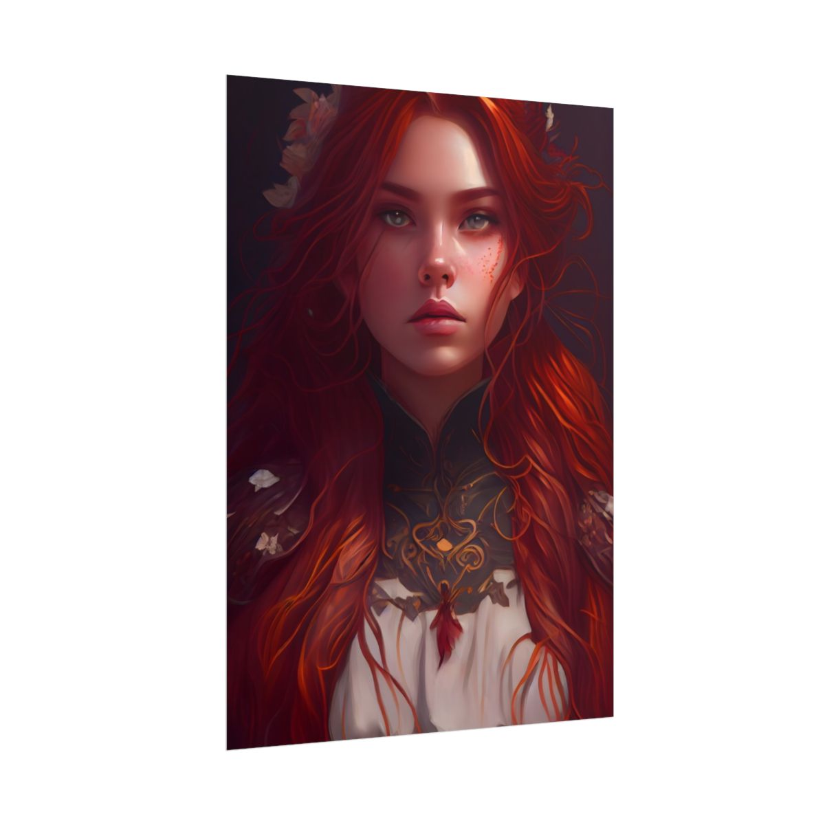 Redhead Portrait in Elegant Dress: Artwork - Poster