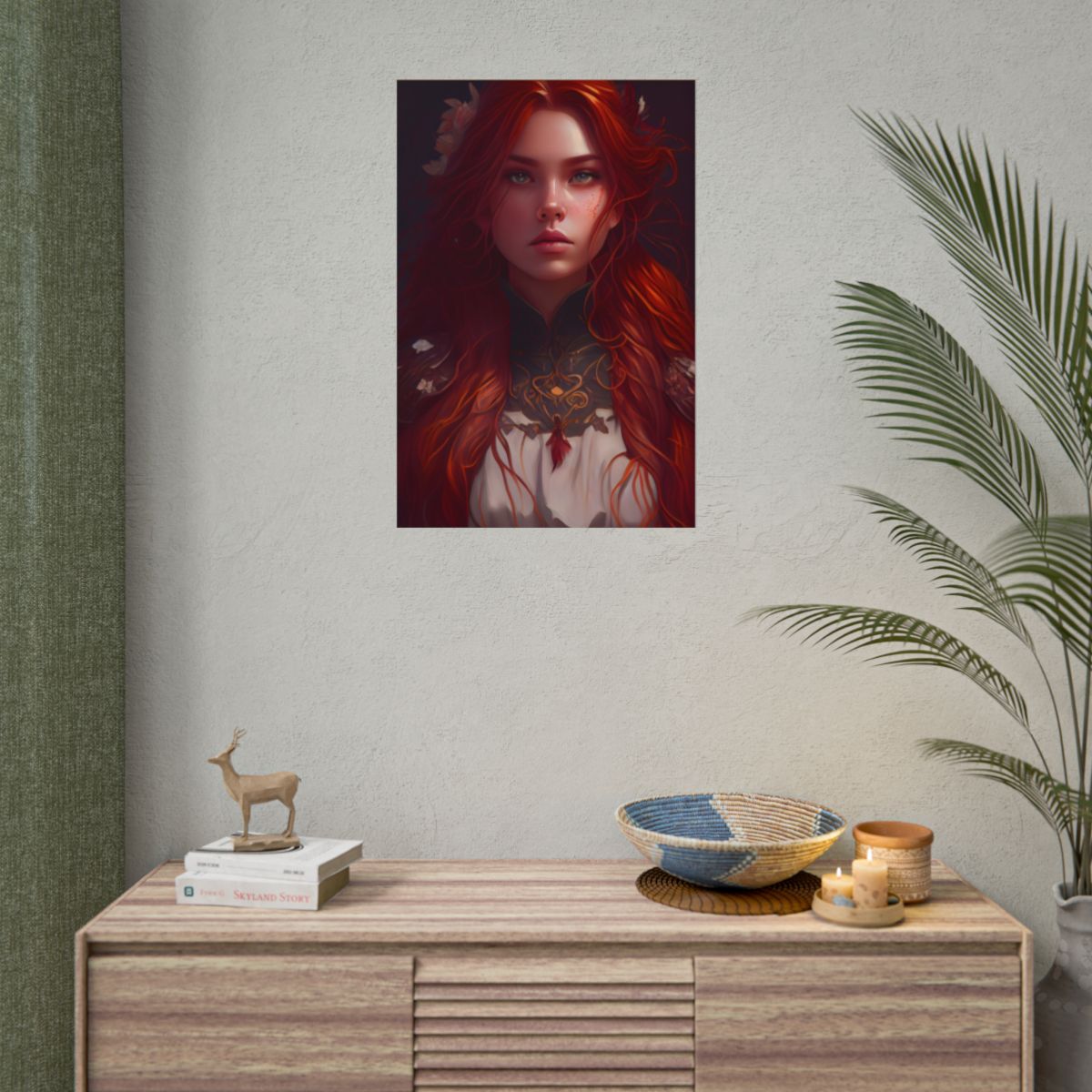 Redhead Portrait in Elegant Dress: Artwork - Poster