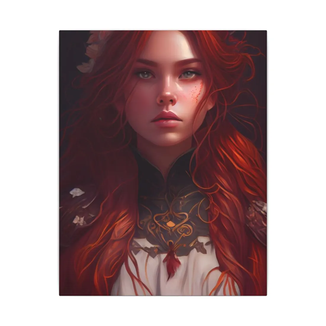 Redhead Portrait in Elegant Dress - Canvas