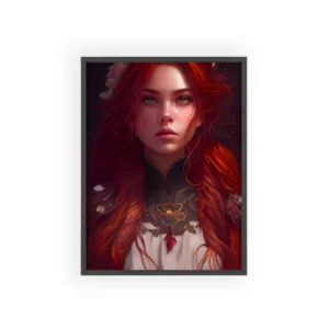 Red Haired Woman in Armor Framed Poster