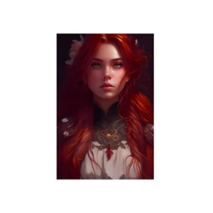 Red Haired Woman in Armor Metal Poster