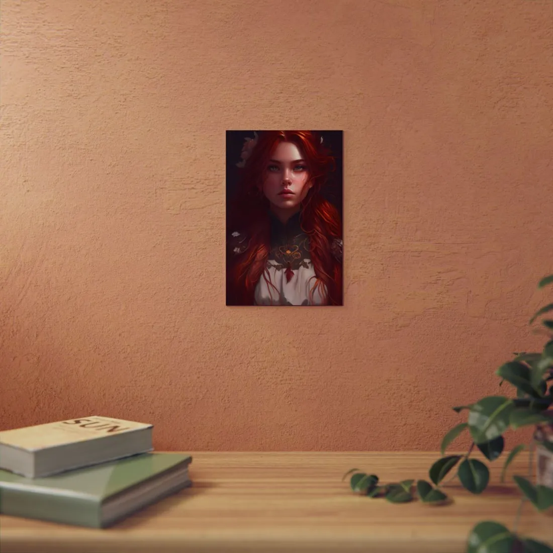 Redhead Portrait in Elegant Dress - Metal Poster