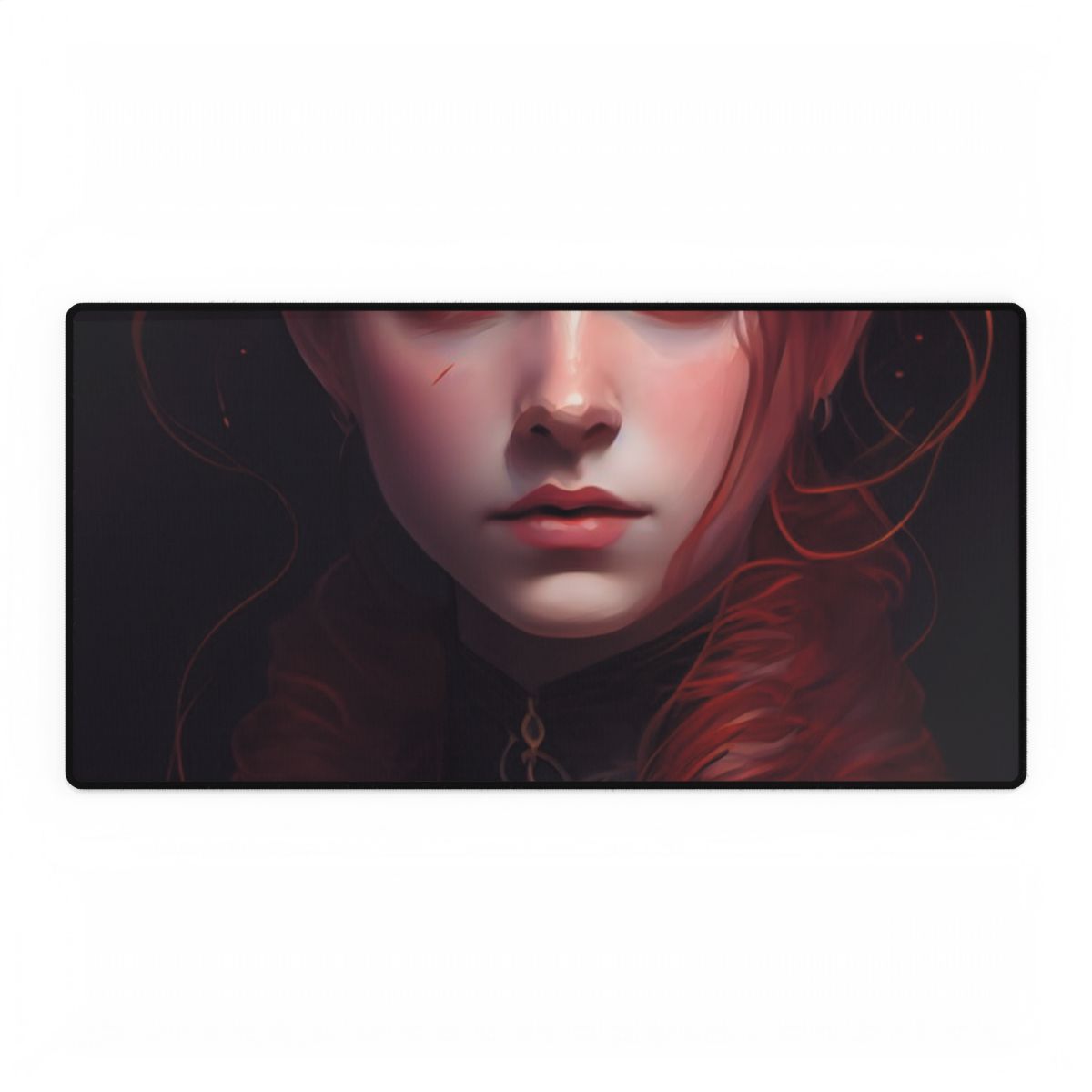 Redhead Portrait: Vibrant Dress Artwork - Desk Mat