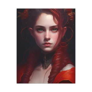 Elf Woman in Red Dress Canvas Print