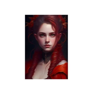 Elf Woman in Red Dress Metal Poster