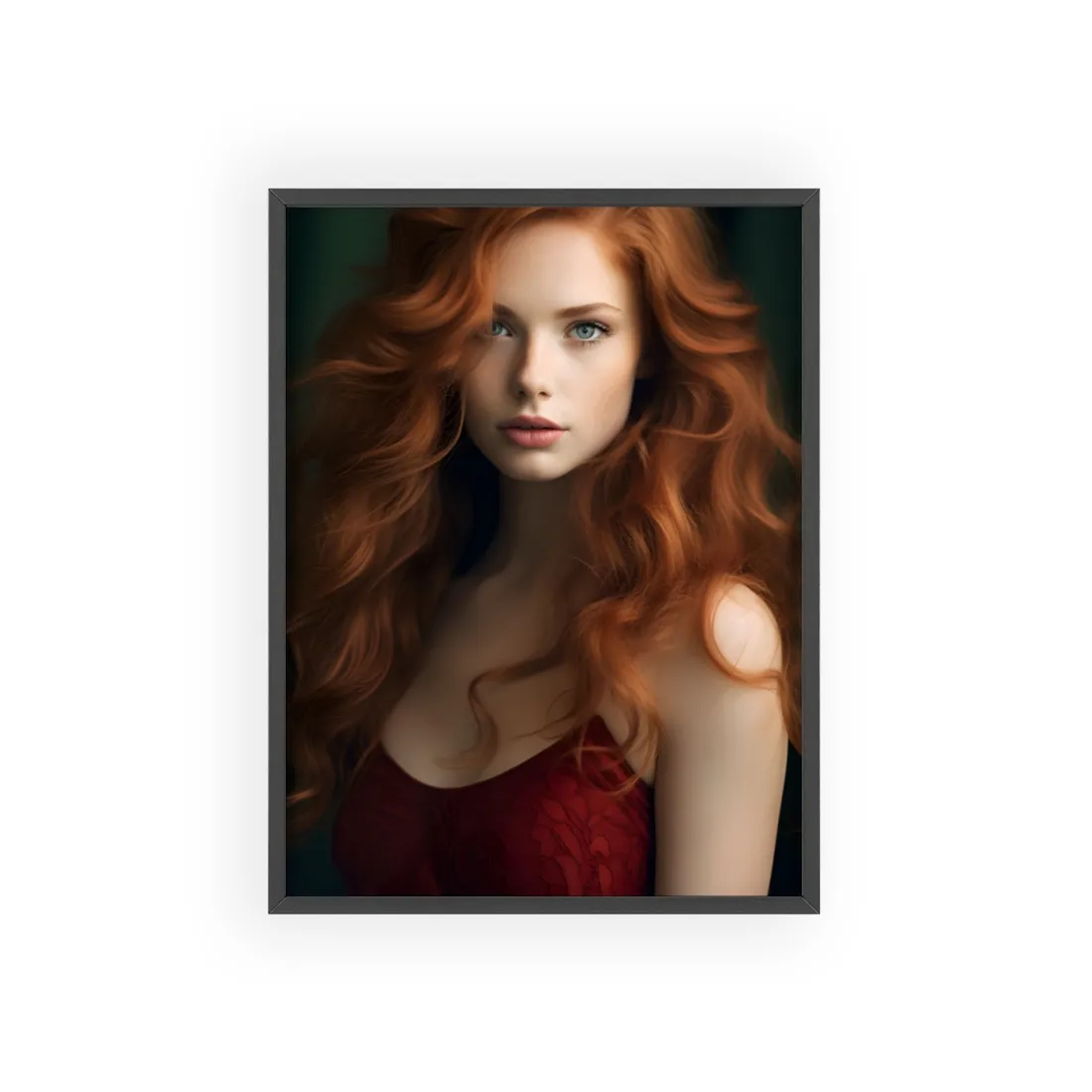 Redhead Woman: Dynamic Portrait - Framed Poster