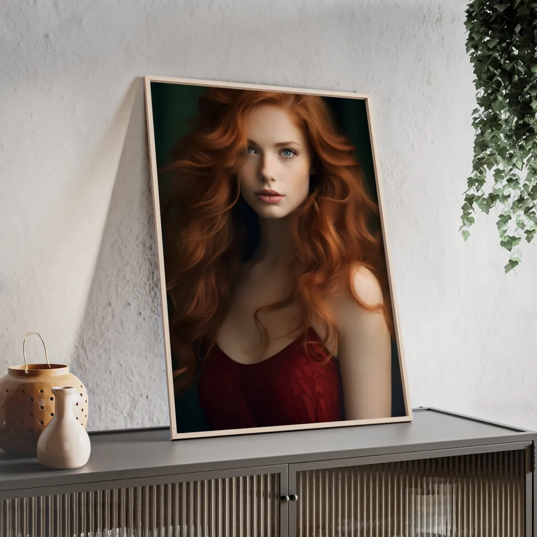Redhead Woman: Dynamic Portrait - Framed Poster