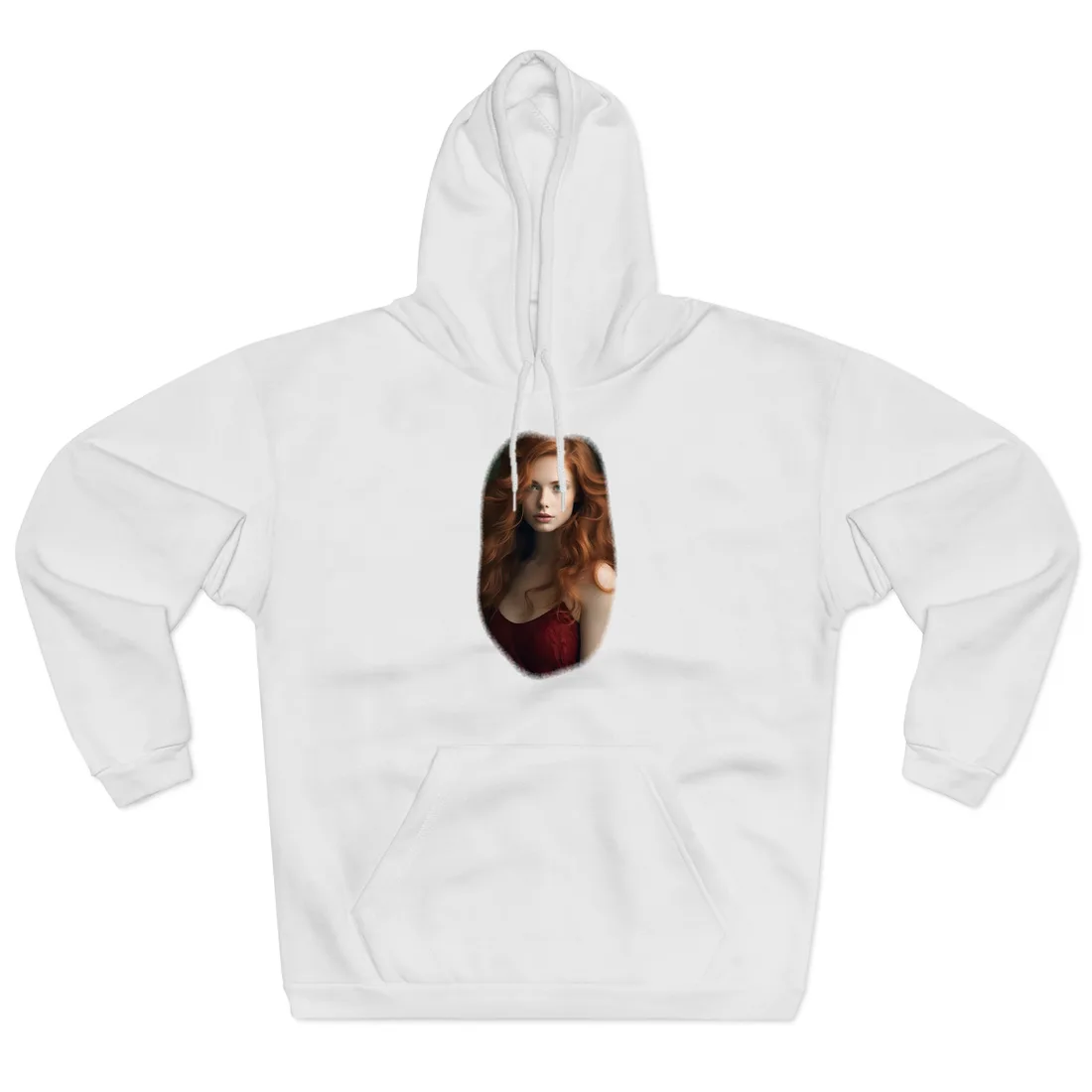 Redhead Woman: Dynamic Portrait Hoodie - Hoodie (White)