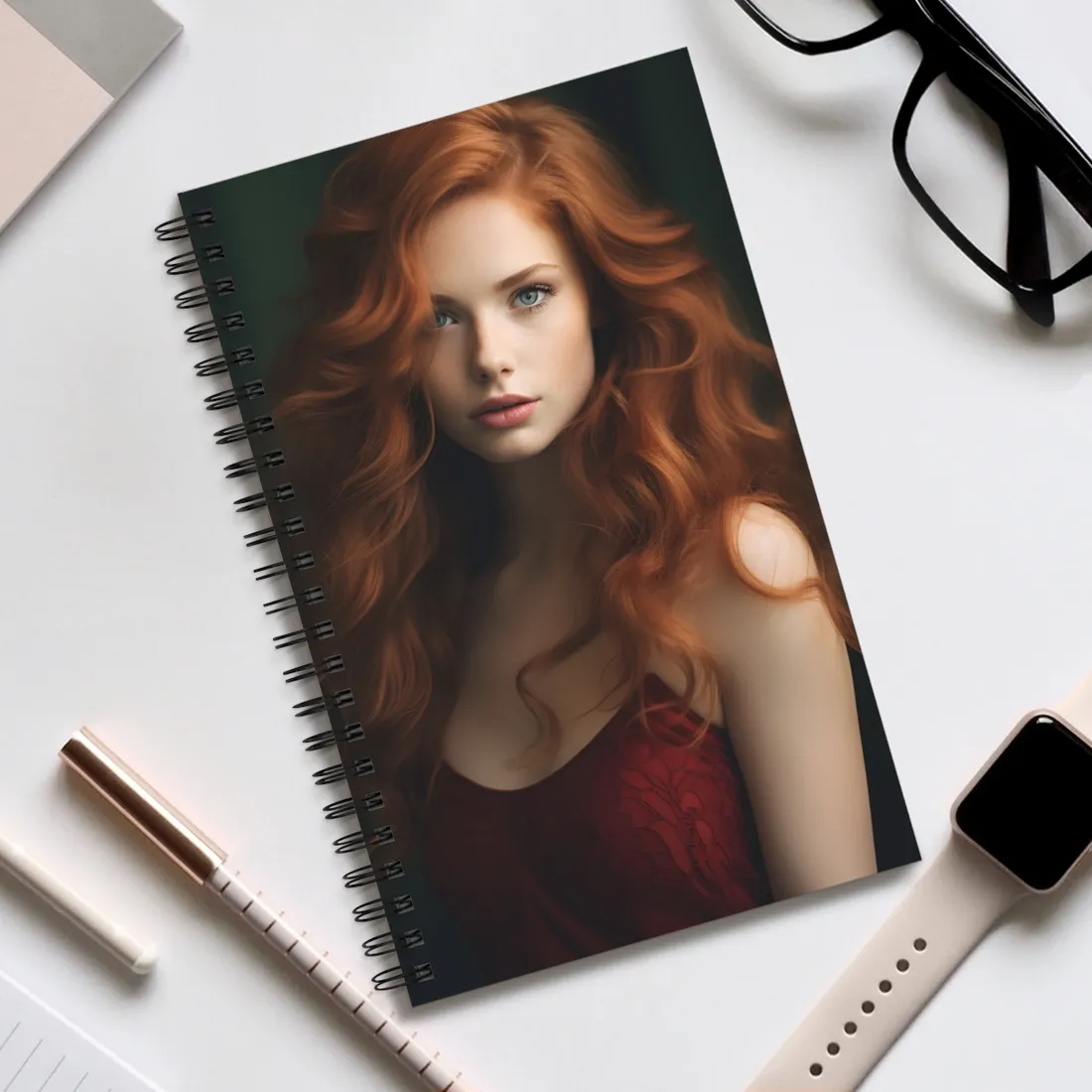 Redhead Woman: Dynamic Portrait - Spiral Notebook