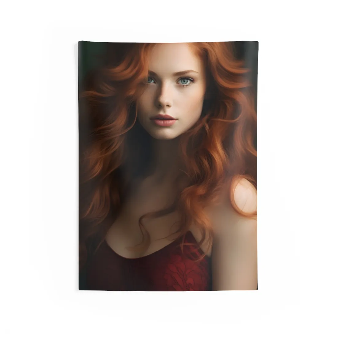 Redhead Woman: Dynamic Portrait - Wall Tapestry