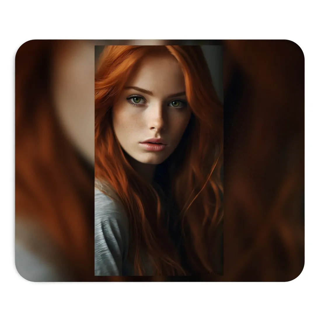 Redhead Woman in Nature: Candid Photo - Mouse Pad