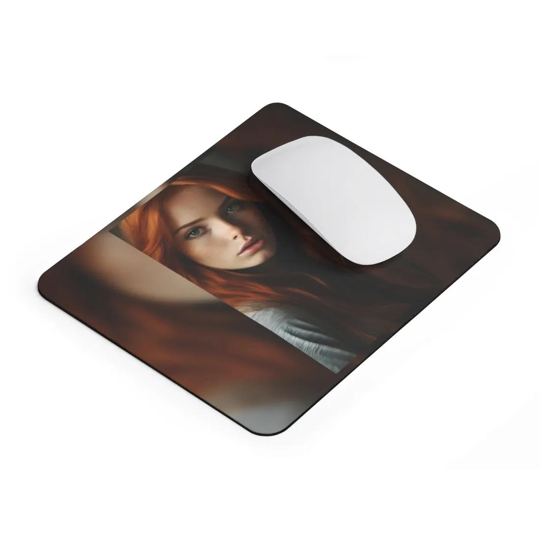 Redhead Woman in Nature: Candid Photo - Mouse Pad