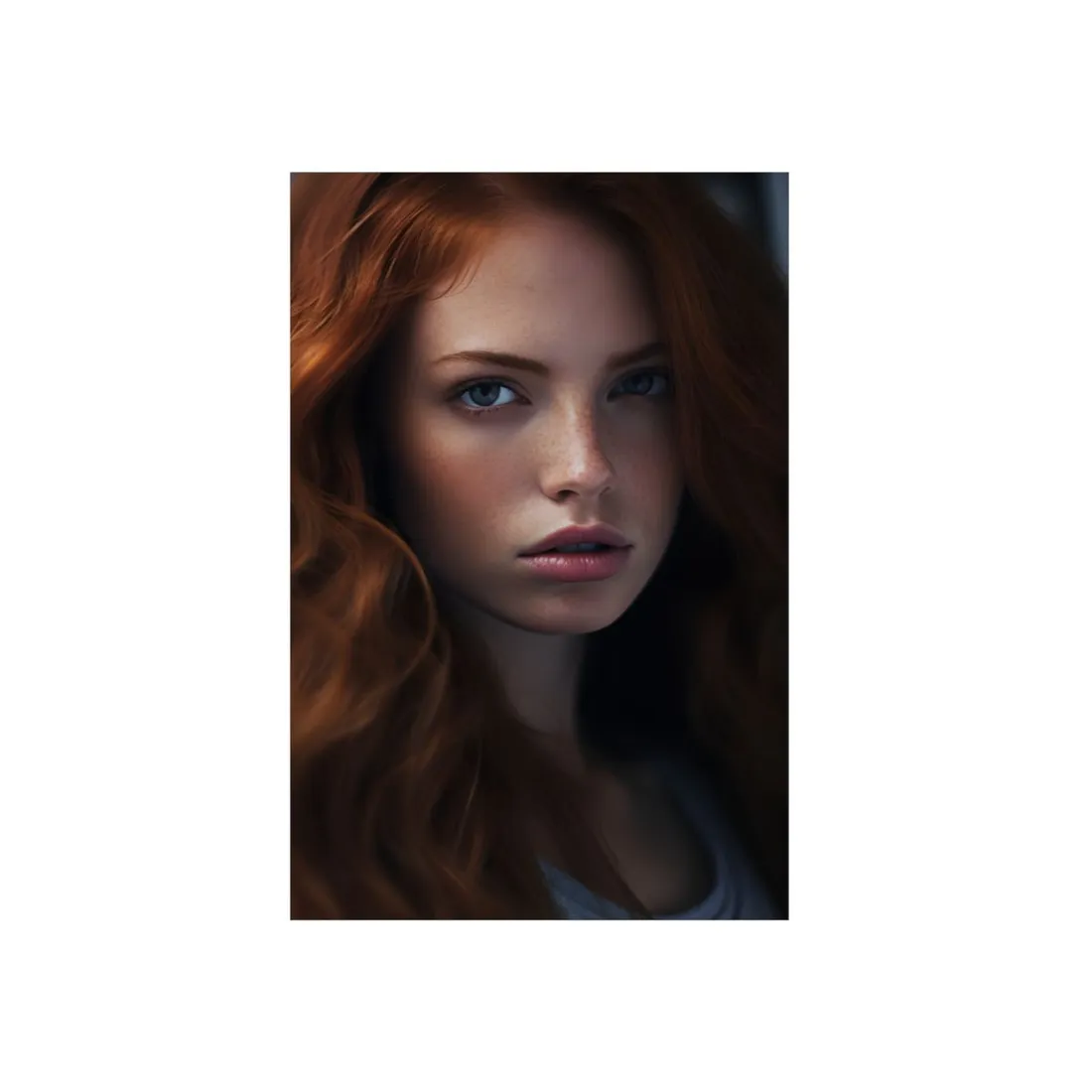 Redhead Woman: Natural Close-Up Portrait - Metal Poster