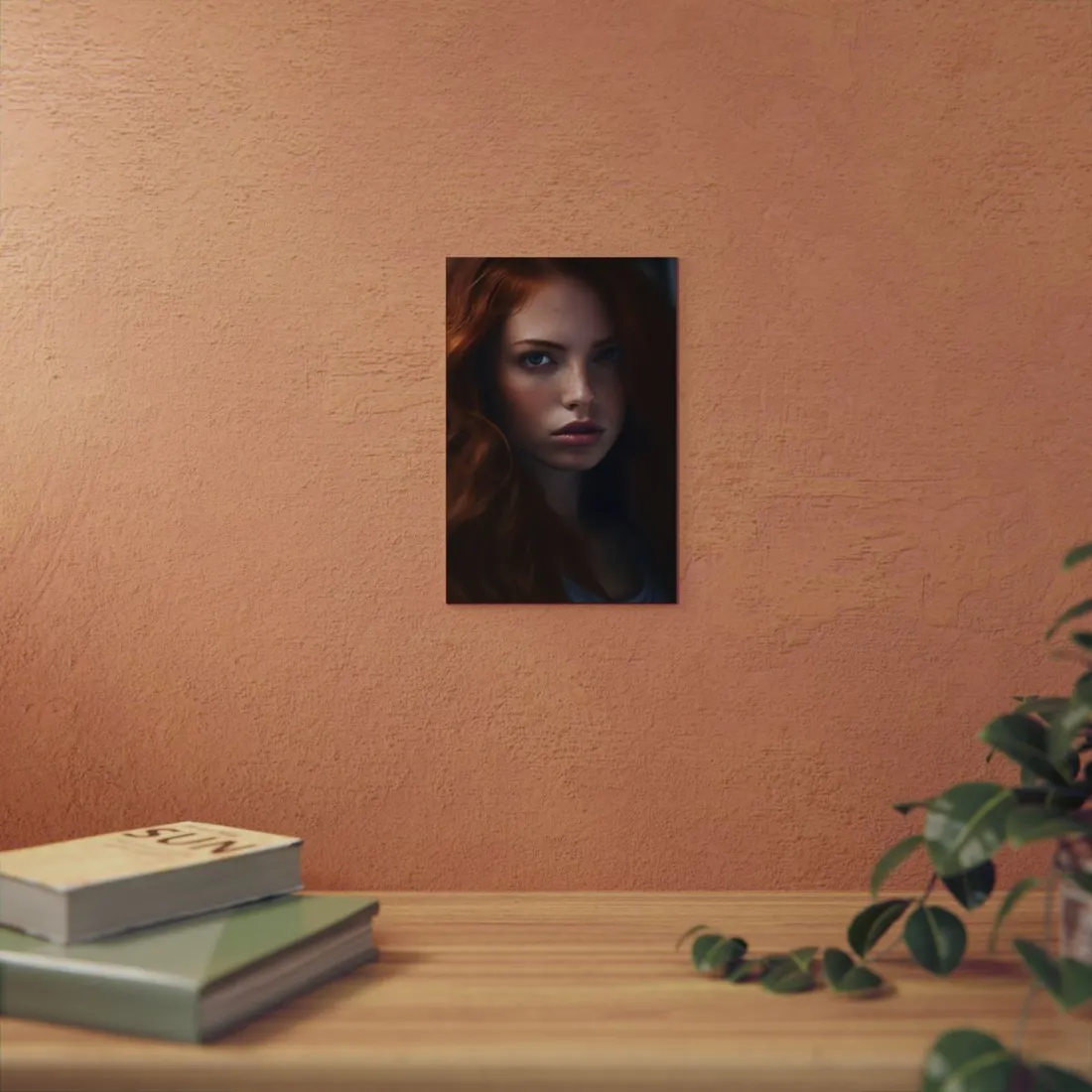 Redhead Woman: Natural Close-Up Portrait - Metal Poster