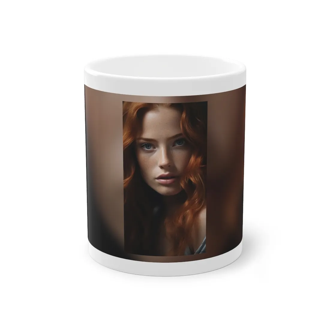 Redhead Woman Portrait: Fair Skin and Dark Hair - Mug