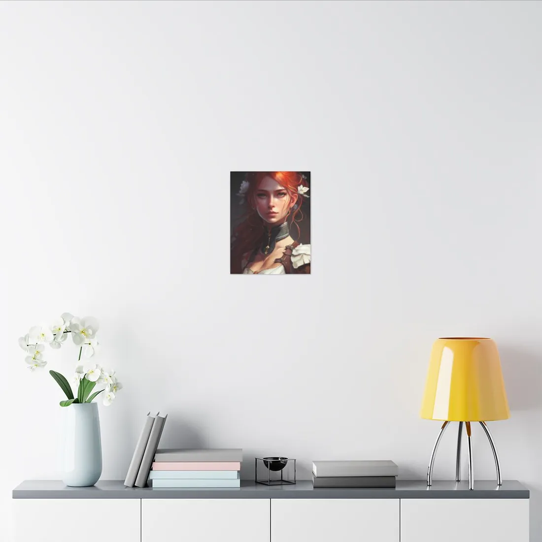 Redheaded Beauty: Formal Portrait in Dark Dress - Canvas