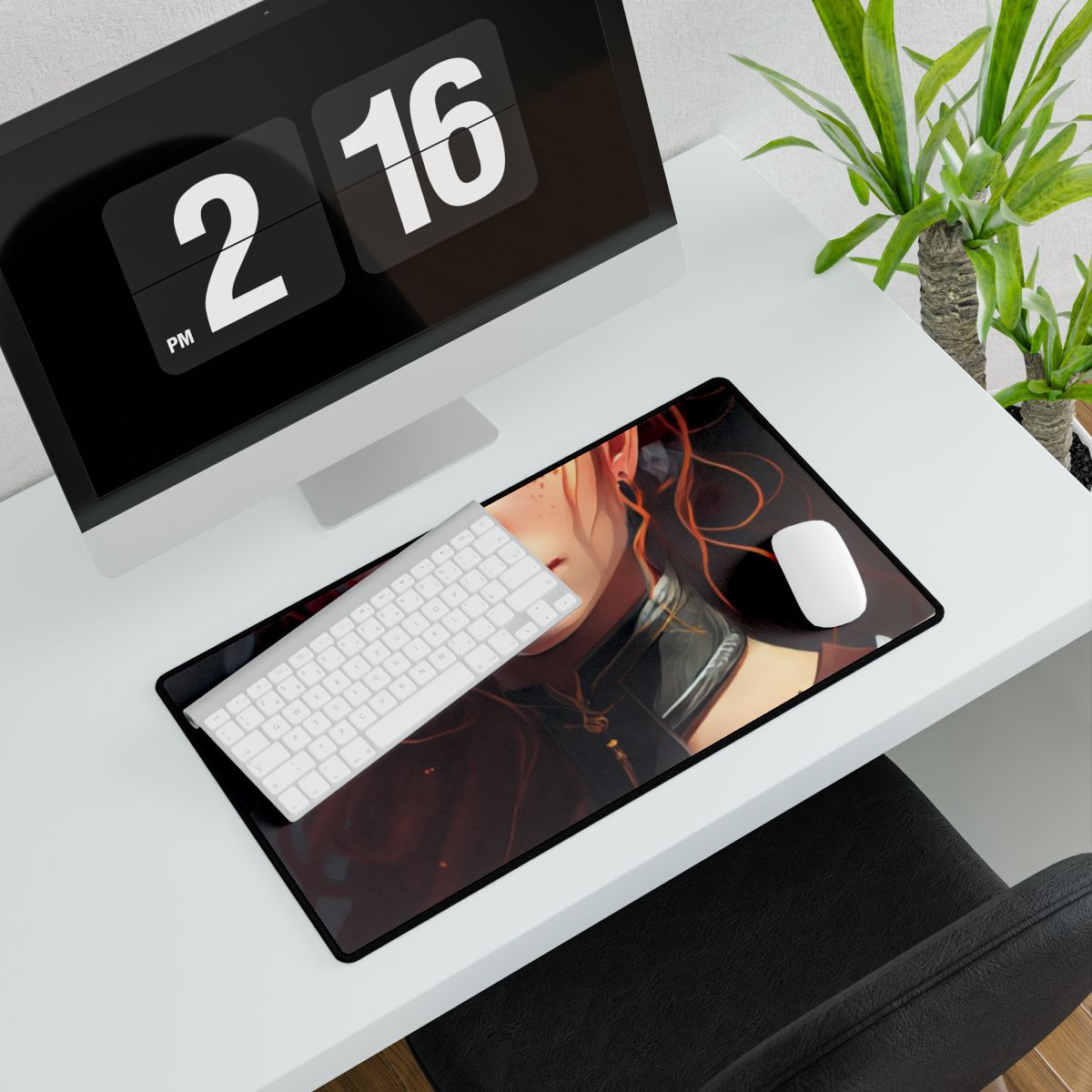Redheaded Beauty: Formal Portrait in Dark Dress - Desk Mat