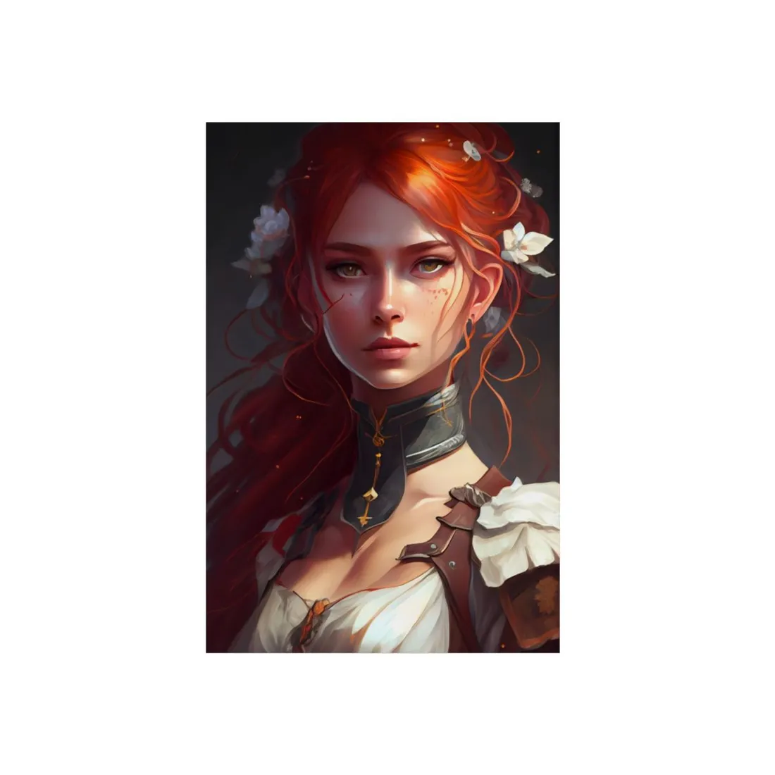 Redheaded Beauty: Formal Portrait in Dark Dress - Metal Poster