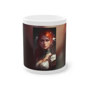 Red-Haired Woman with White Flowers Mug