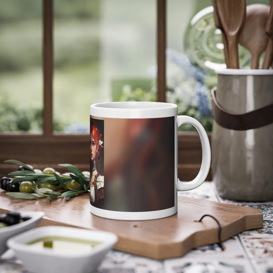 Redheaded Beauty: Formal Portrait in Dark Dress - Mug