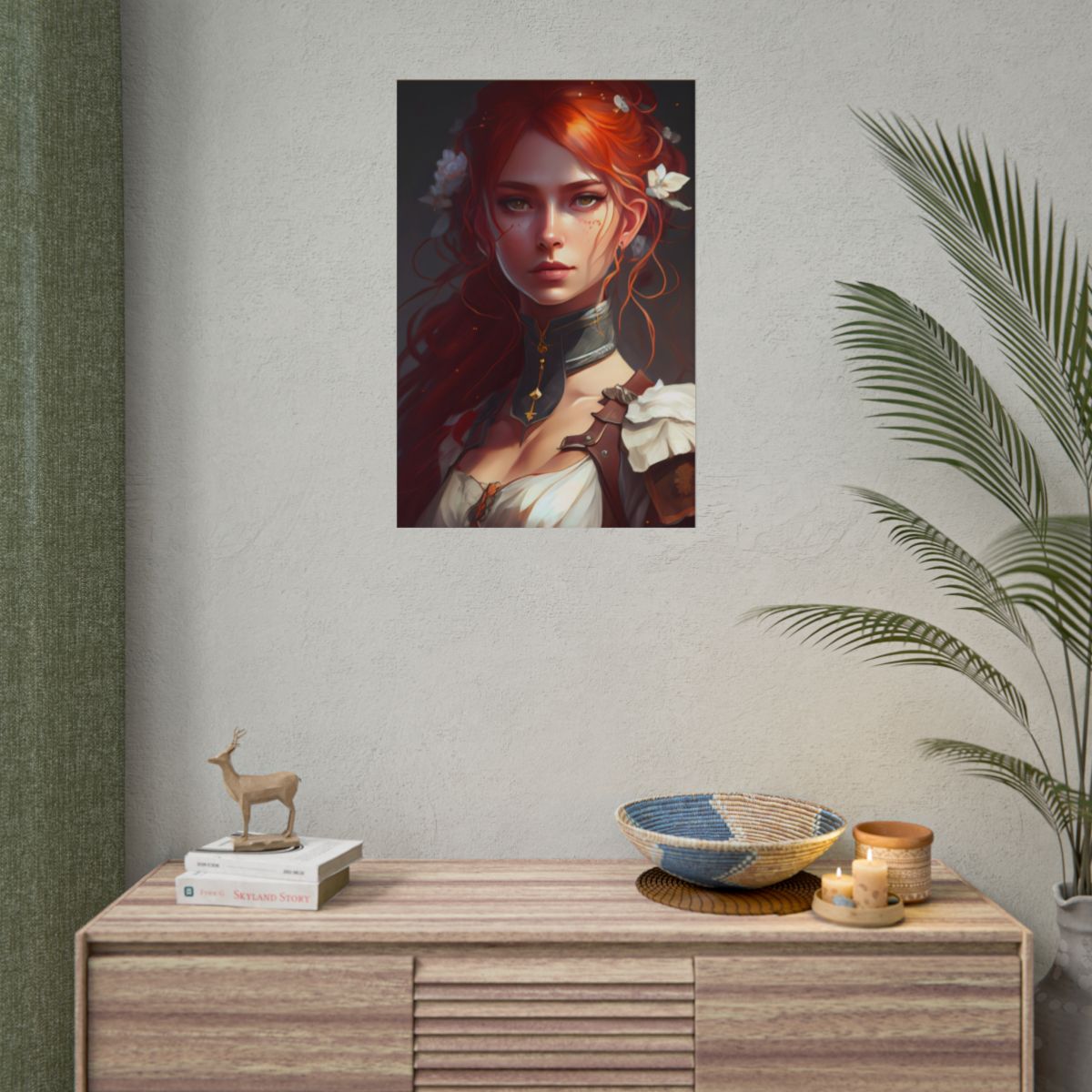 Redheaded Beauty: Formal Portrait in Dark Dress - Poster