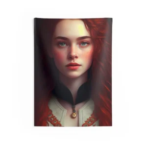 Redhead Woman in Lace Blouse Wall Tapestry