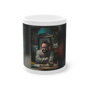 Bearded Man at Cluttered Desk Mug