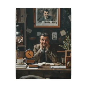 Man at Vintage Desk Canvas Print