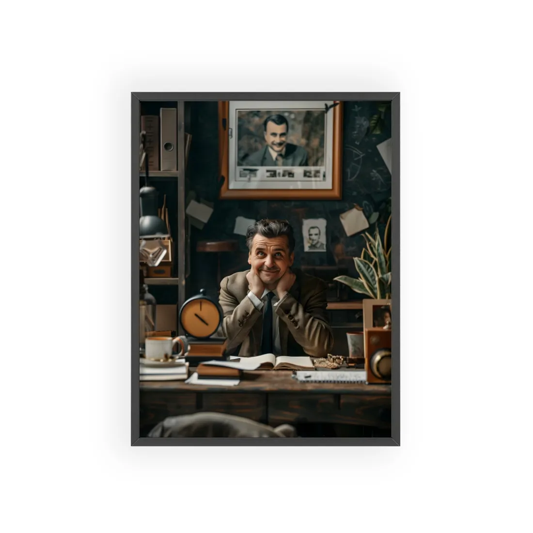 Reflective Moment: Self-Portrait Study - Framed Poster