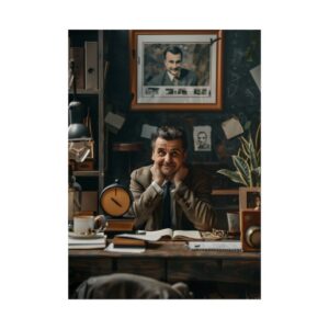 Man at Vintage Desk Poster