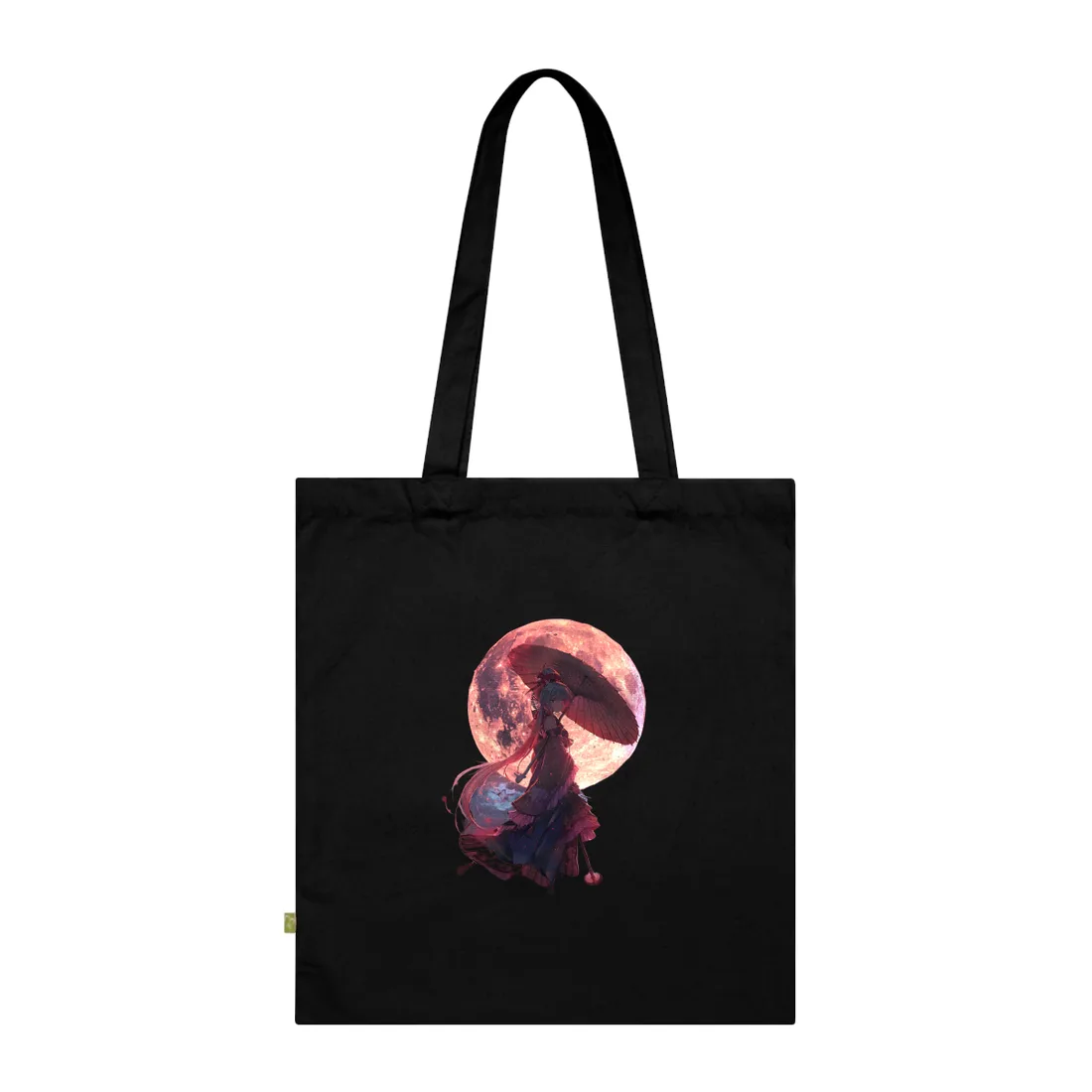 Retro Anime Girl with Umbrella: Rainy Day - Tote Bag (Black)