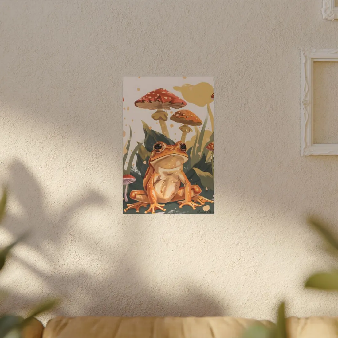 Retro Frog's Smile: Colorful Mushroom - Canvas