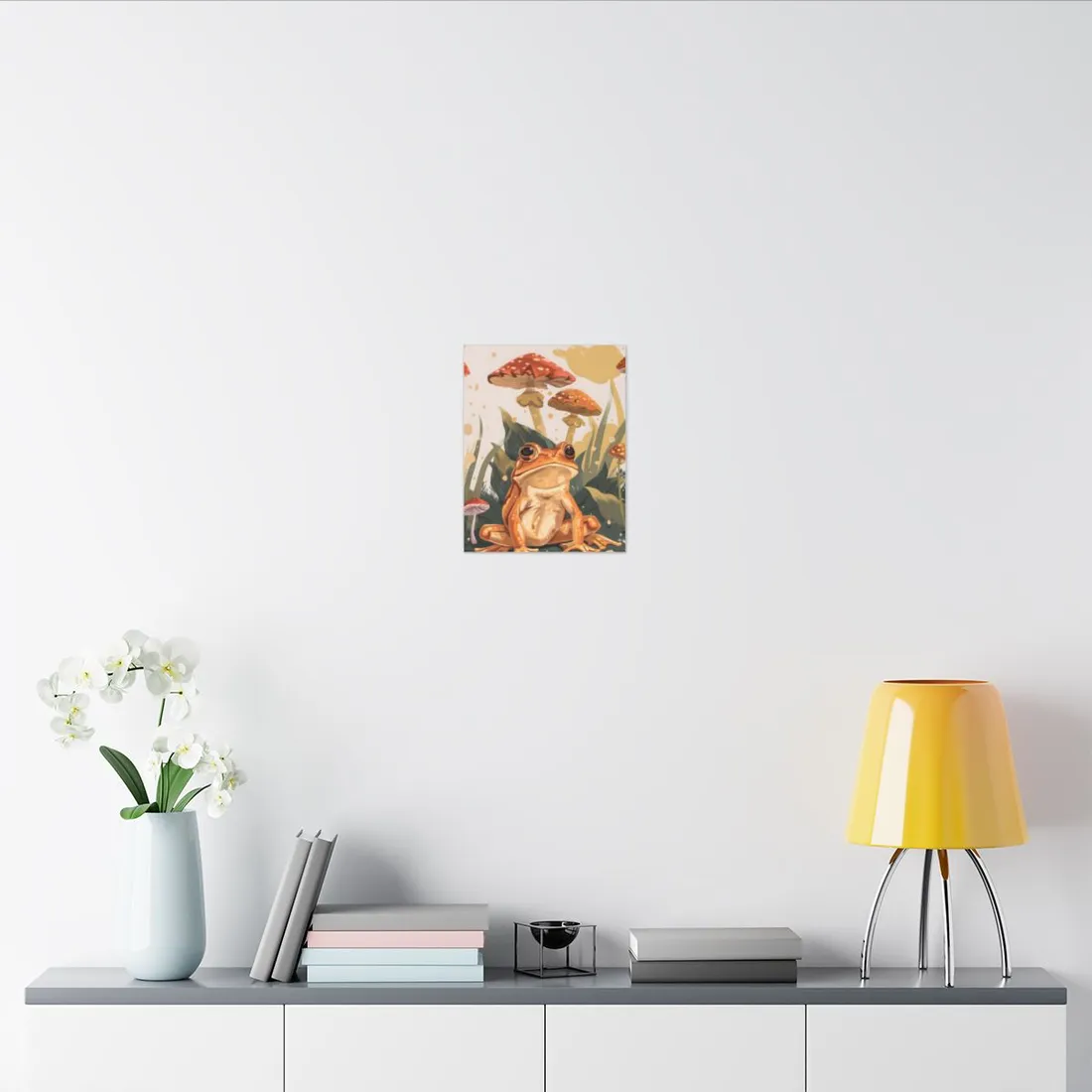 Retro Frog's Smile: Colorful Mushroom - Canvas